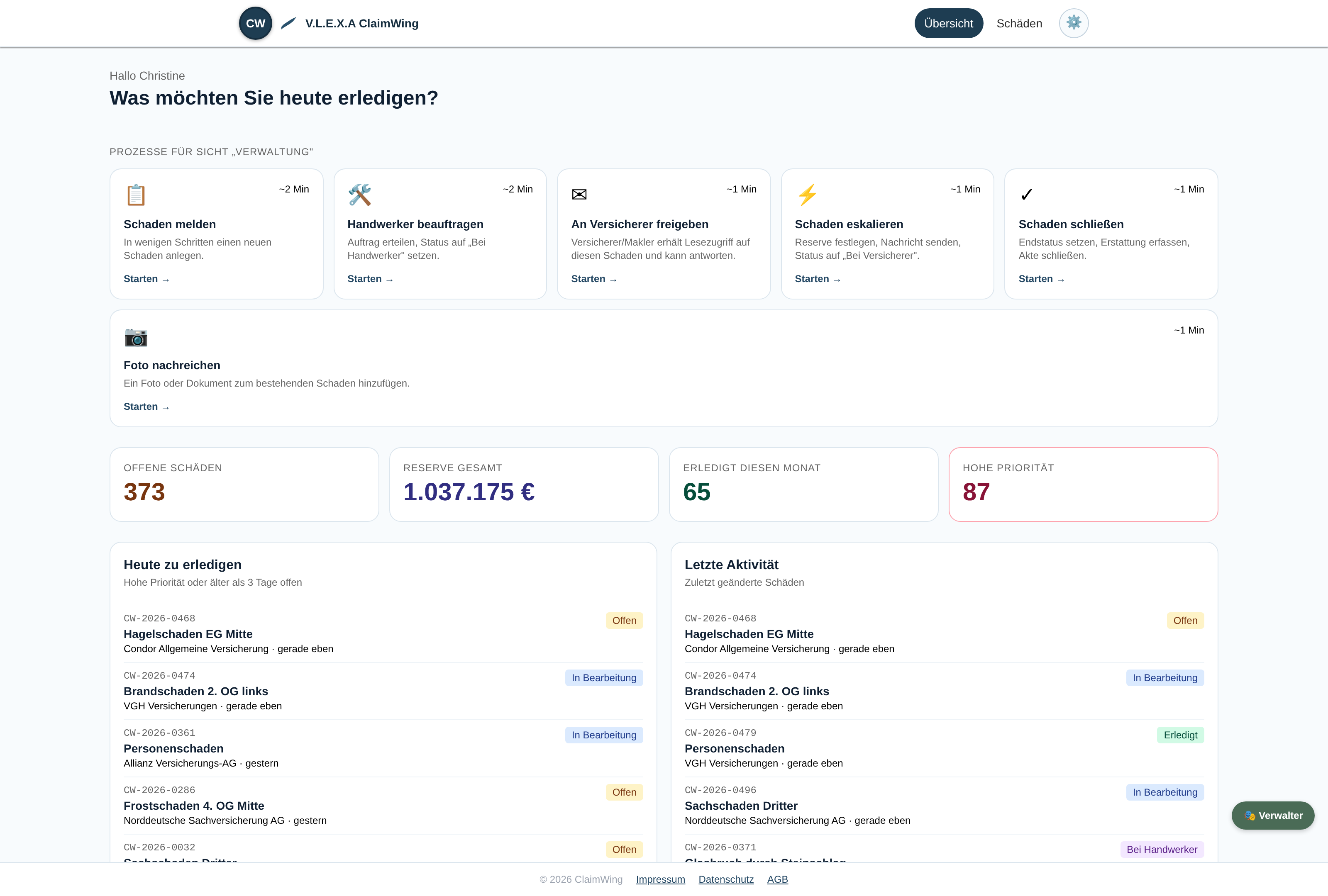 ClaimWing Dashboard